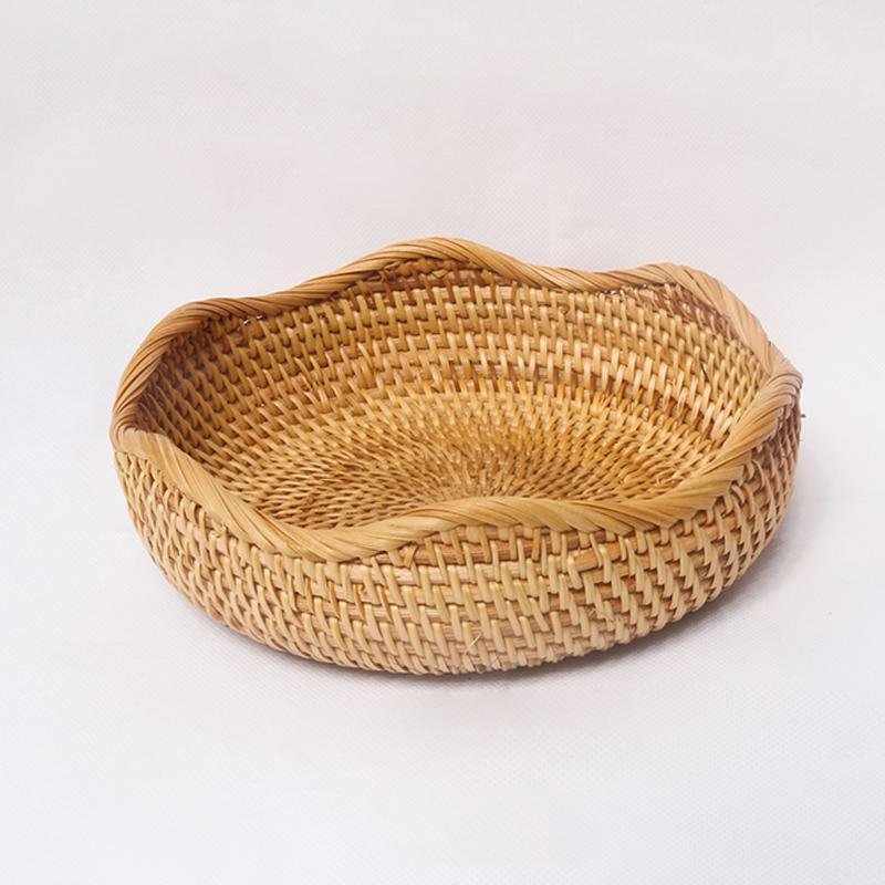 Round Wicker Woven Decorative Storage Trays - Organization > Storage Containers > Storage Trays - DINIBLO 