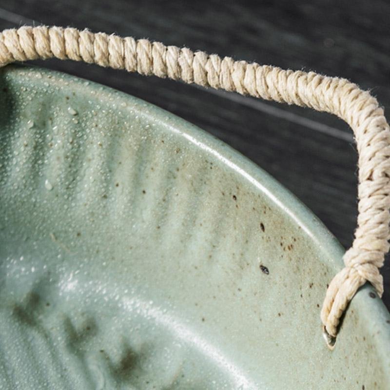 Stoneware Fruit Bread Serving Bowl with Rope Handle - Home Decor > Storage Containers > Cups & Bowls & Spoons - DINIBLO 