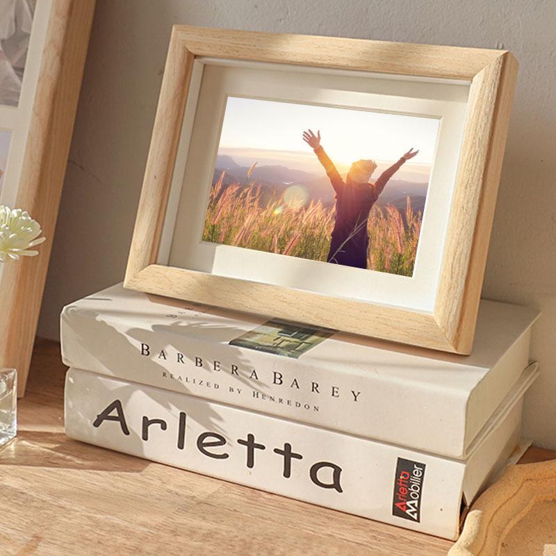 8'' Rectangular Wood Glass Picture Frames with Desktop Wall Hanging Decoration - Home Decor > Home Accessories > Picture Frames - DINIBLO 