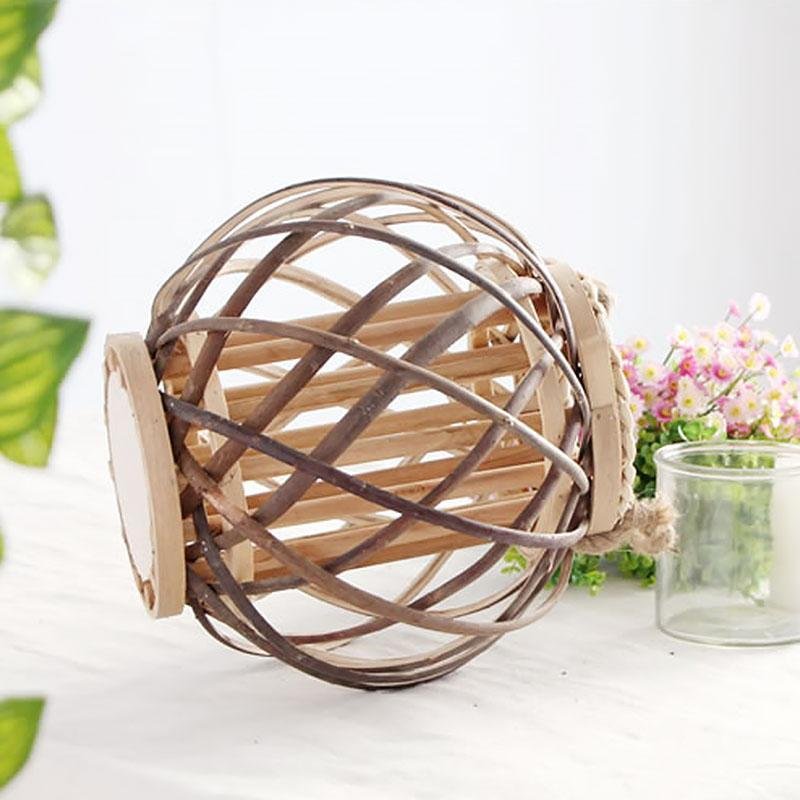 Handmade Globe Portable Retro Farmhouse Wicker Woven Lanterns - Home Decor > Candle holders & Lanterns > Lanterns - DINIBLO 