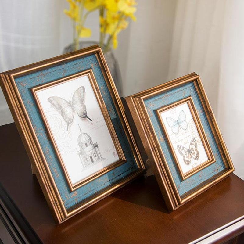 4'' x 6'' Rectangular Resin Blue Silver Gold Picture Frames - Home Decor > Home Accessories > Picture Frames - DINIBLO 