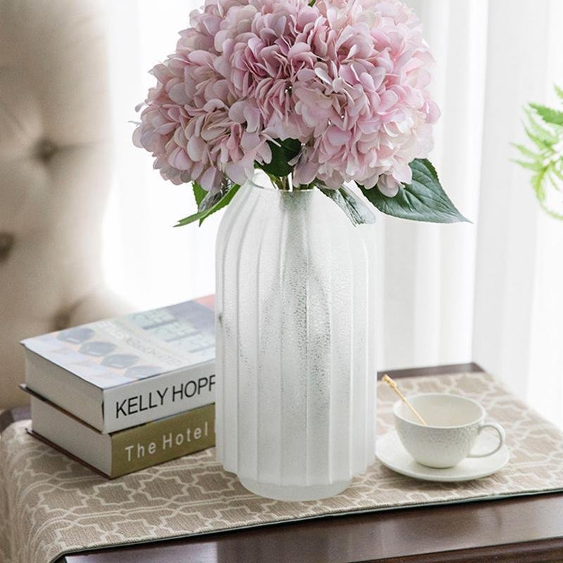 Frosted Glass White Vases Decorative Flower Vases - Home Decor > Home Accessories > Vases - DINIBLO 