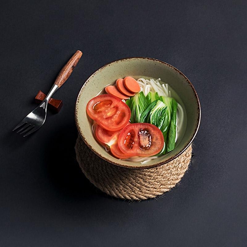 Light Green Stoneware Fruit Bowl With Tiny Base - Home Decor > Storage Containers > Cups & Bowls & Spoons - DINIBLO 