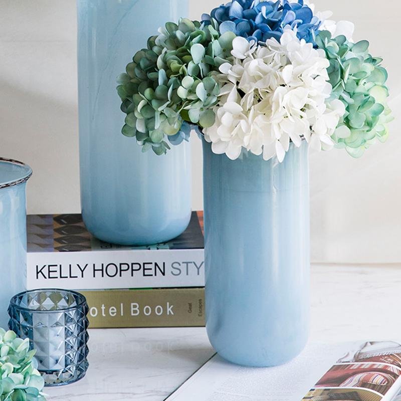 Nordic Modern Style Transparent Glass Blue Vases Cylinder Decorative Flower Vases - Home Decor > Home Accessories > Vases - DINIBLO 