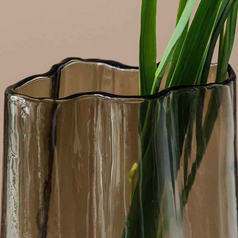 Brown Cylinder Table Glass Vases with Plum Blossom Wide Mouth - Home Decor > Home Accessories > Vases - DINIBLO 