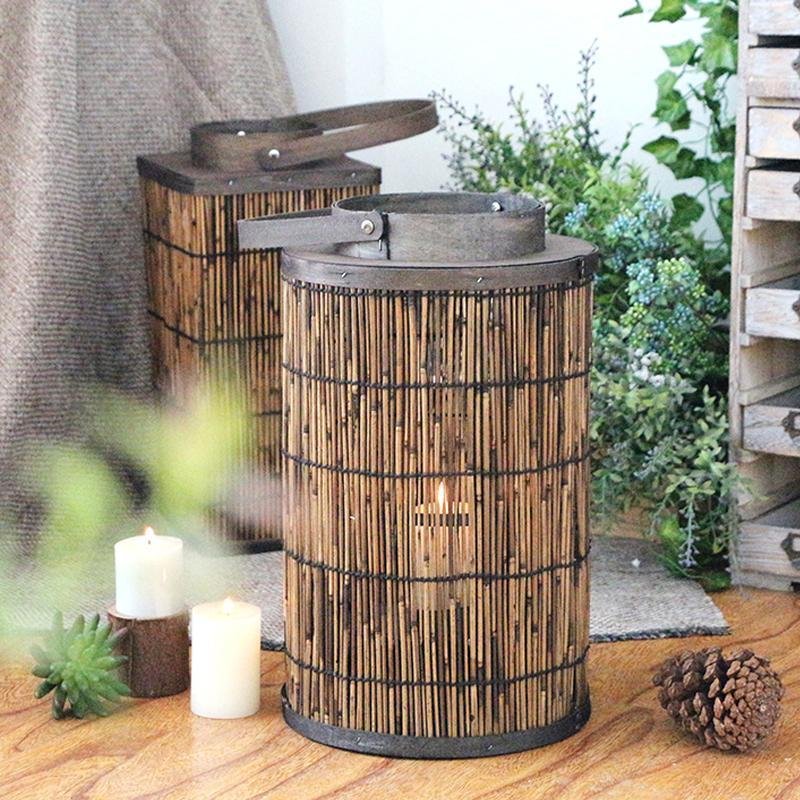 Cylinder Cone Cuboid Shaped Wicker Woven Lanterns with Single Handle - Home Decor > Candle holders & Lanterns > Lanterns - DINIBLO 