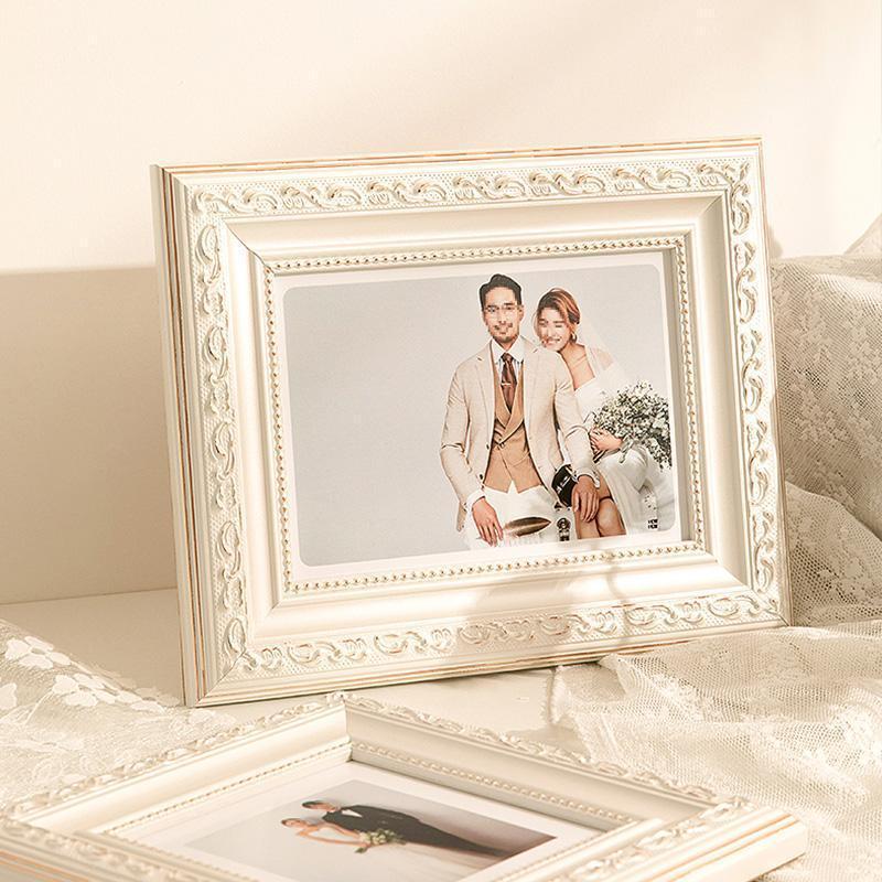 4''L x 6'' W Rectangular White Rose Gold Wood Picture Frames with Desktop Wall Hanging Decoration - Home Decor > Home Accessories > Picture Frames - DINIBLO 