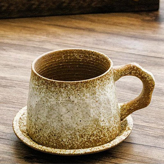 Non-Uniform Shape Stoneware Teacups Peppered With Spoon - Home Decor > Storage Containers > Cups & Bowls & Spoons - DINIBLO 