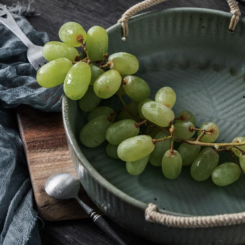 Stoneware Fruit Bread Serving Bowl with Rope Handle - Home Decor > Storage Containers > Cups & Bowls & Spoons - DINIBLO 