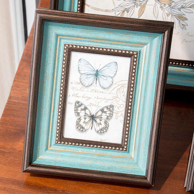 4'' x 6'' Rectangular Resin Blue Silver Gold Picture Frames - Home Decor > Home Accessories > Picture Frames - DINIBLO 