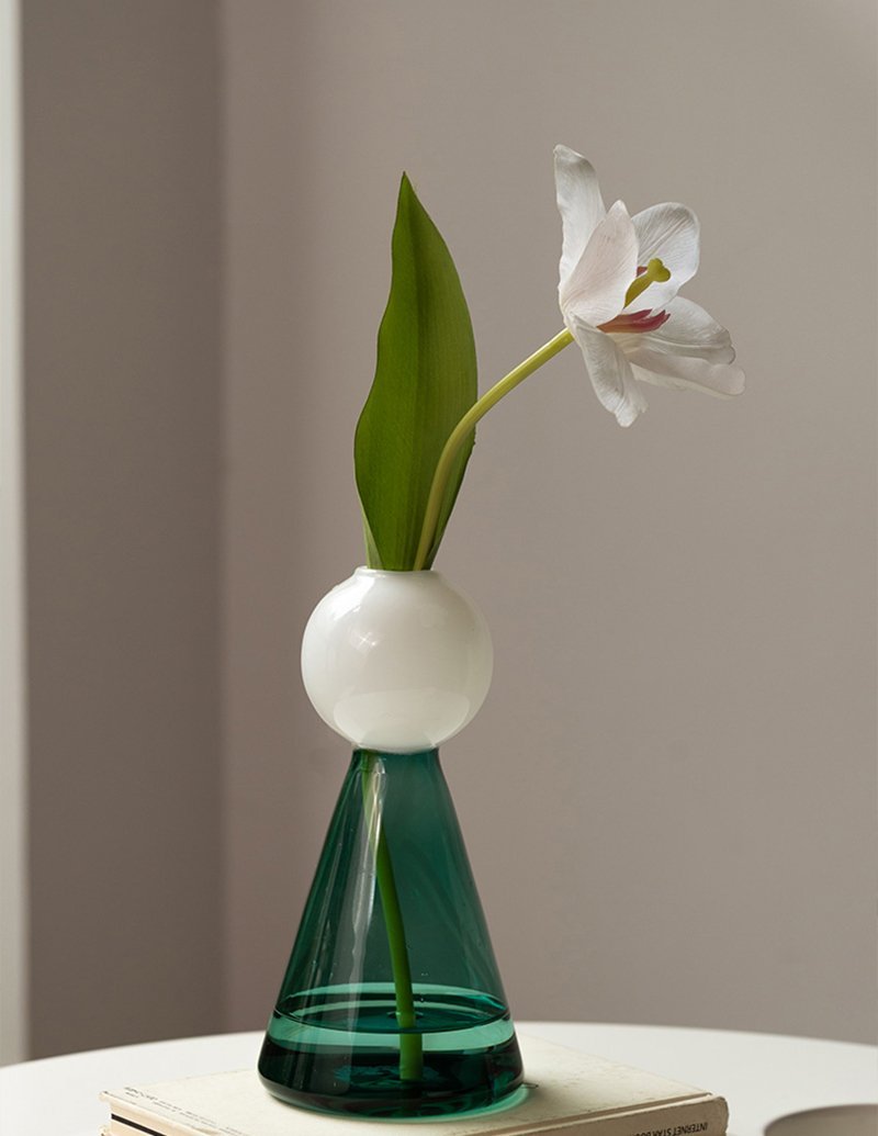 Green Glass Cone Vases Bud Flower Vases - Home Decor > Home Accessories > Vases - DINIBLO 