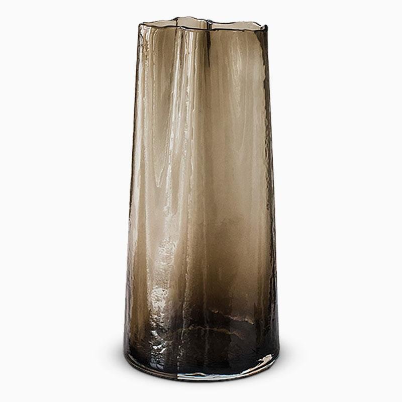 Brown Cylinder Table Glass Vases with Plum Blossom Wide Mouth - Home Decor > Home Accessories > Vases - DINIBLO 