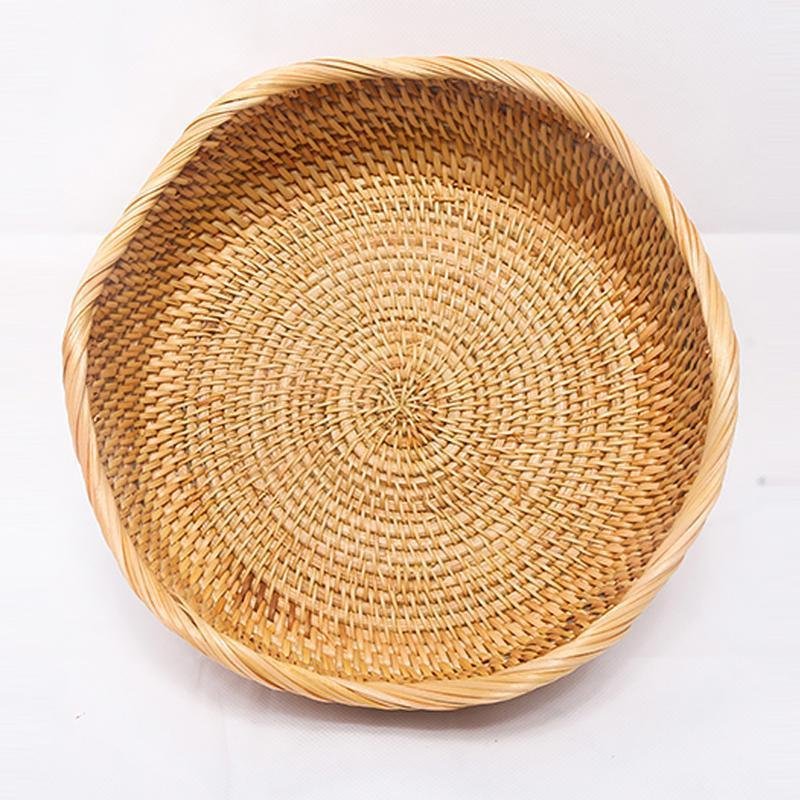 Round Wicker Woven Decorative Storage Trays - Organization > Storage Containers > Storage Trays - DINIBLO 