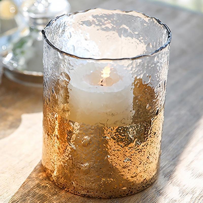 Cylinder Clear Glass Flower Vases with Gold Bottom - Home Decor > Home Accessories > Vases - DINIBLO 