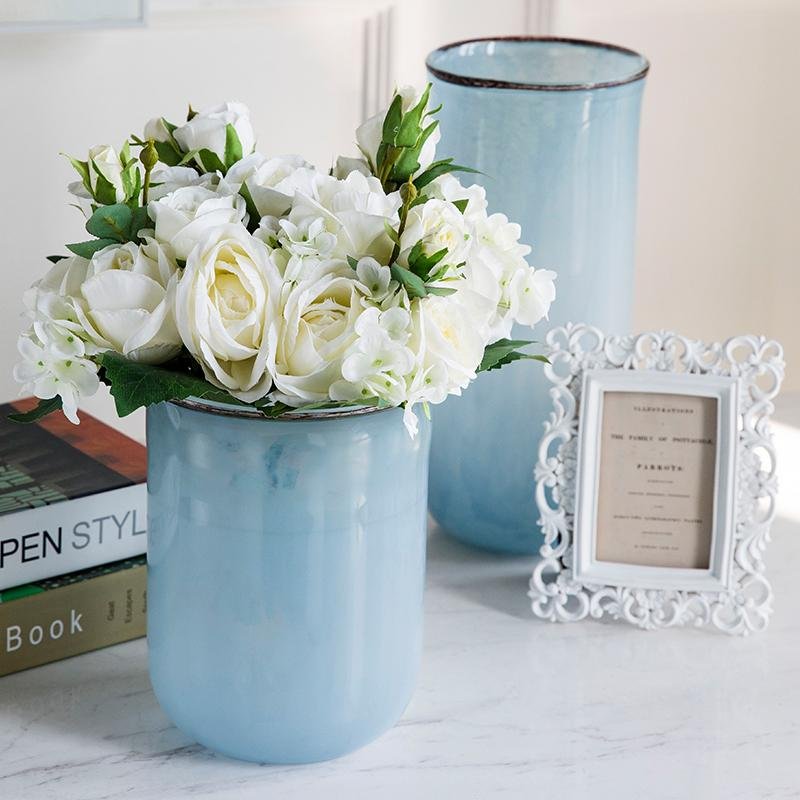 Nordic Modern Style Transparent Glass Blue Vases Cylinder Decorative Flower Vases - Home Decor > Home Accessories > Vases - DINIBLO 