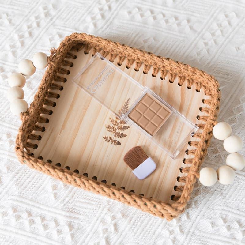 Square Natural Wicker Decorative BurlyWood Tray - Organization > Storage Containers > Storage Trays - DINIBLO 