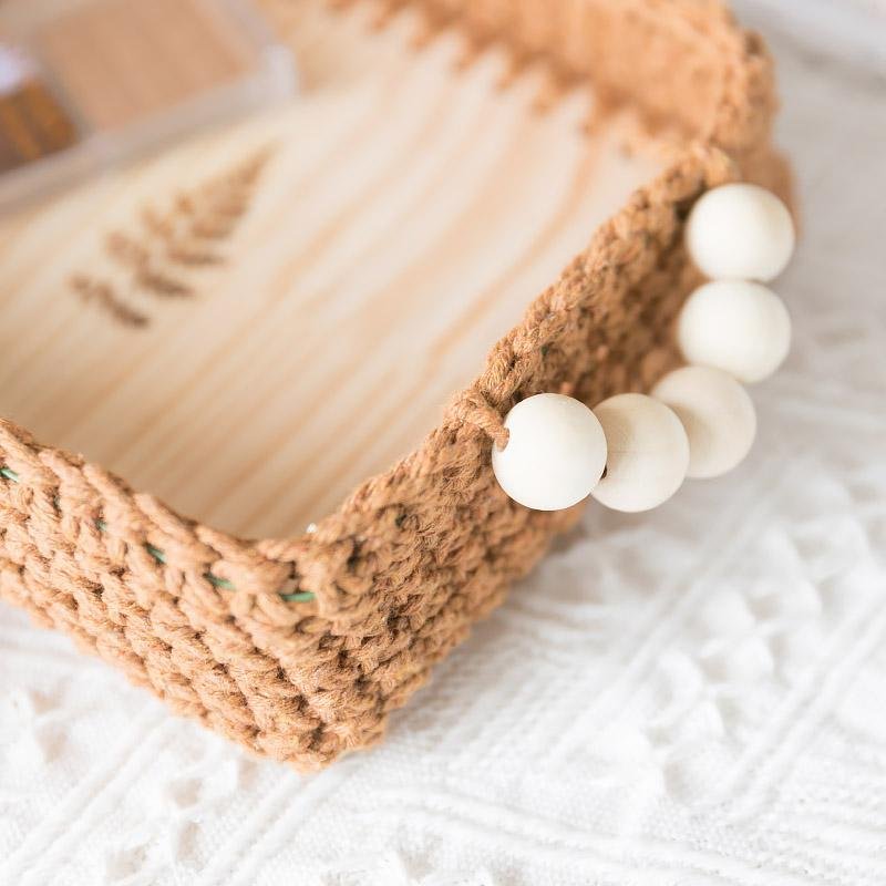 Square Natural Wicker Decorative BurlyWood Tray - Organization > Storage Containers > Storage Trays - DINIBLO 