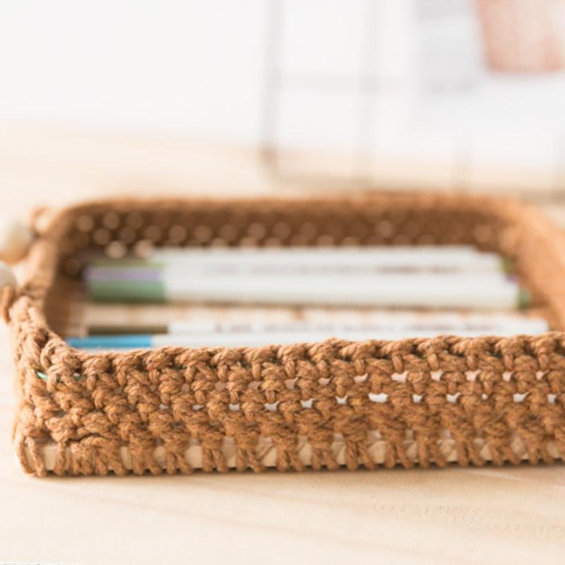 Square Natural Wicker Decorative BurlyWood Tray - Organization > Storage Containers > Storage Trays - DINIBLO 