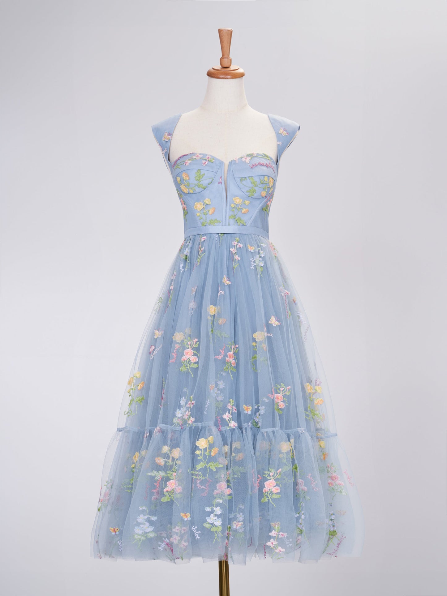 A Line Sweetheart Dusty Blue Long Prom Dress with Embroidery - Cocktail Dress - DINIBLO 