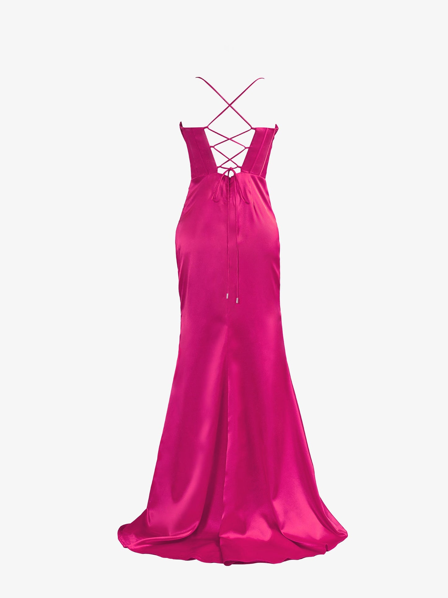 Aaliyah| Hot Pink Spaghetti Straps Satin Mermaid Prom Dress with Slit - Prom Dress - DINIBLO 