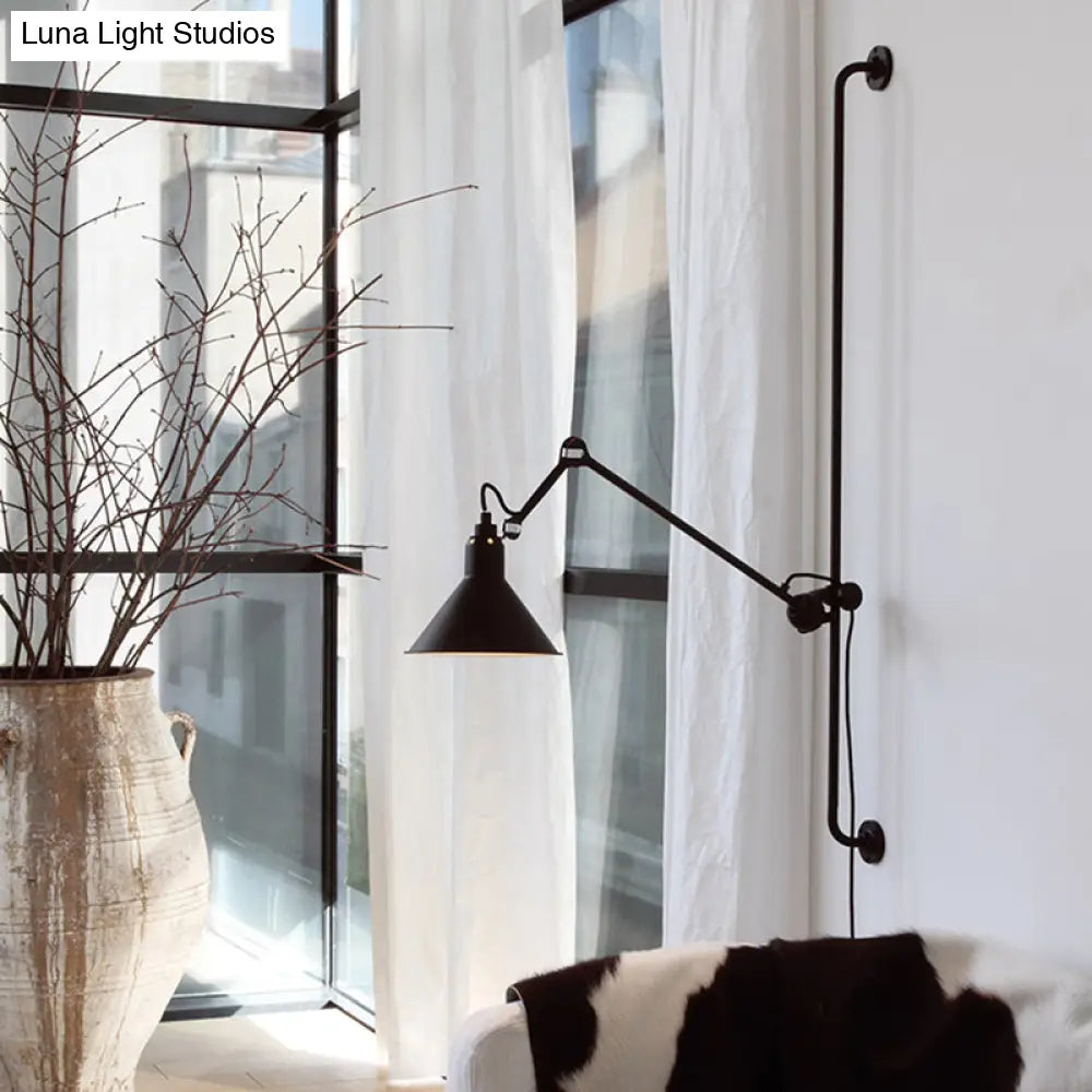 Adjustable Arm Loft Style Metal Wall Mount Reading Light with Shaded Head -  - DINIBLO 