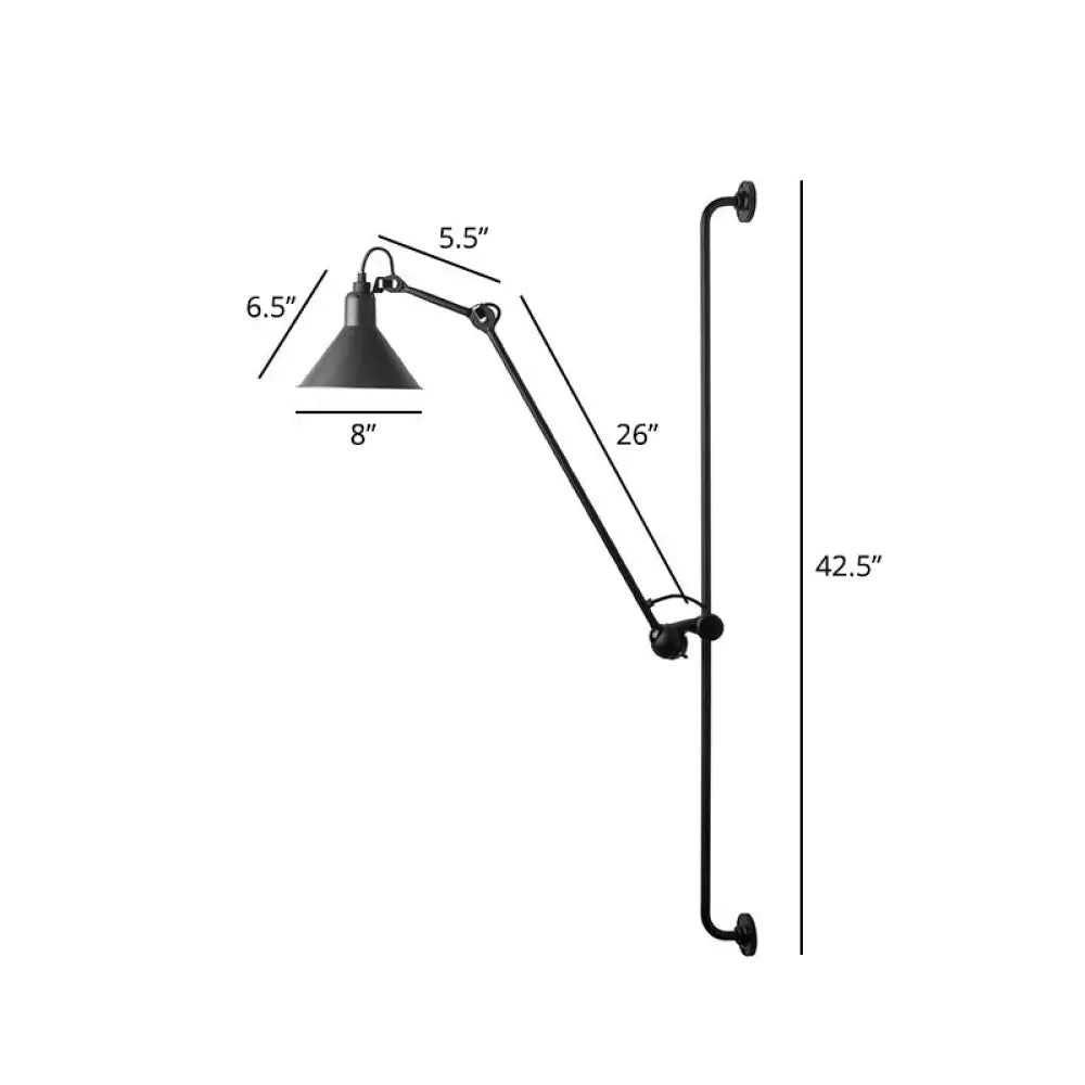 Adjustable Arm Loft Style Metal Wall Mount Reading Light with Shaded Head -  - DINIBLO 