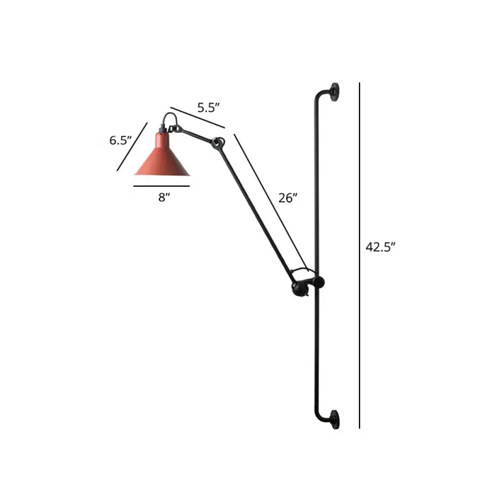 Adjustable Arm Loft Style Metal Wall Mount Reading Light with Shaded Head -  - DINIBLO 