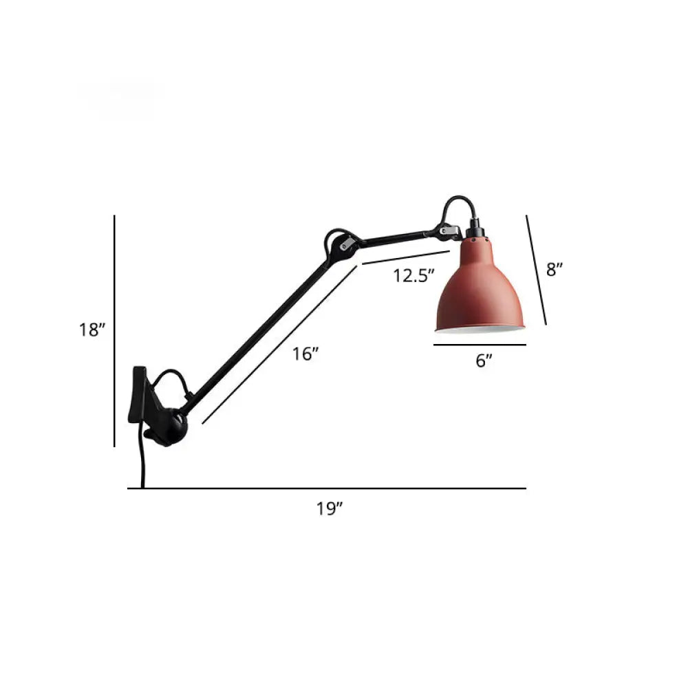 Adjustable Arm Loft Style Metal Wall Mount Reading Light with Shaded Head -  - DINIBLO 