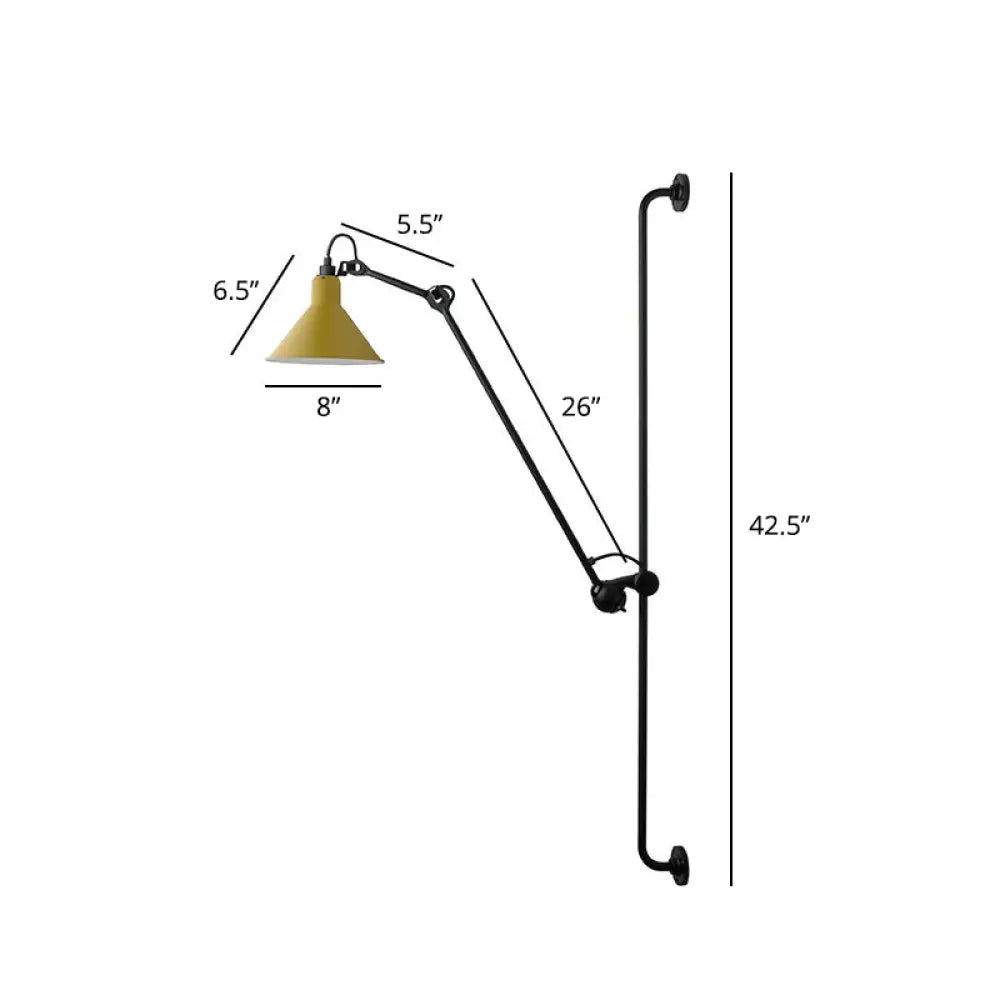 Adjustable Arm Loft Style Metal Wall Mount Reading Light with Shaded Head -  - DINIBLO 