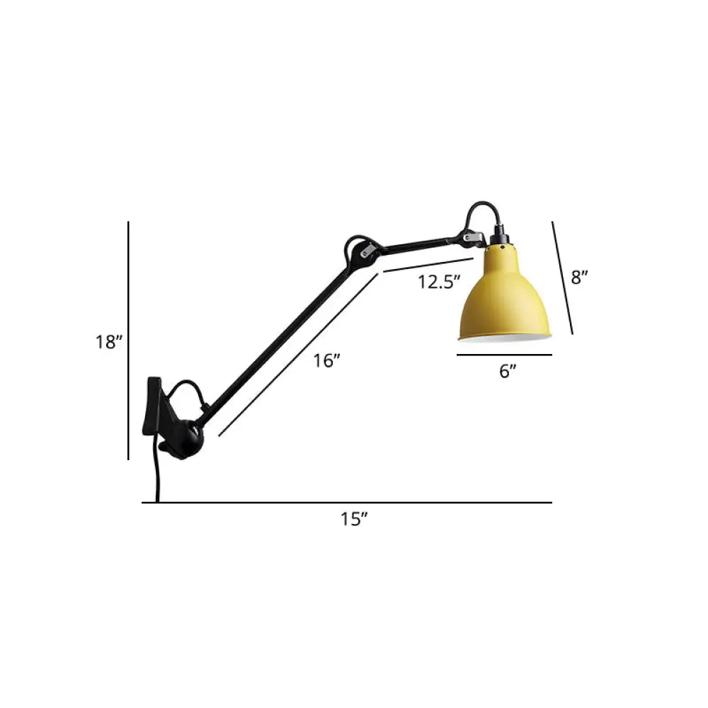 Adjustable Arm Loft Style Metal Wall Mount Reading Light with Shaded Head -  - DINIBLO 