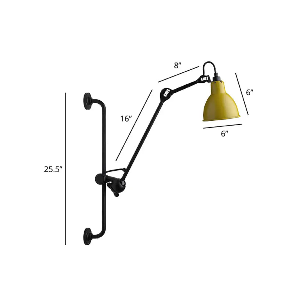 Adjustable Arm Loft Style Metal Wall Mount Reading Light with Shaded Head -  - DINIBLO 