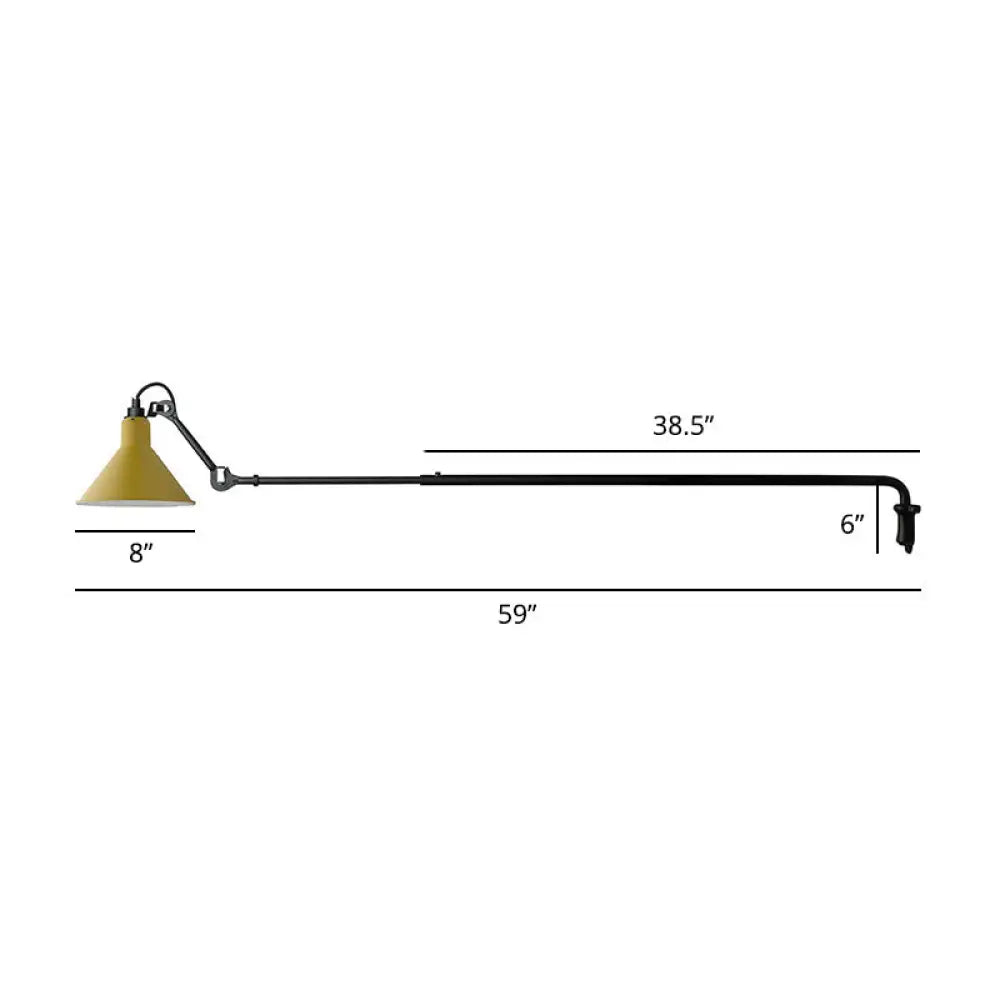 Adjustable Arm Loft Style Metal Wall Mount Reading Light with Shaded Head -  - DINIBLO 