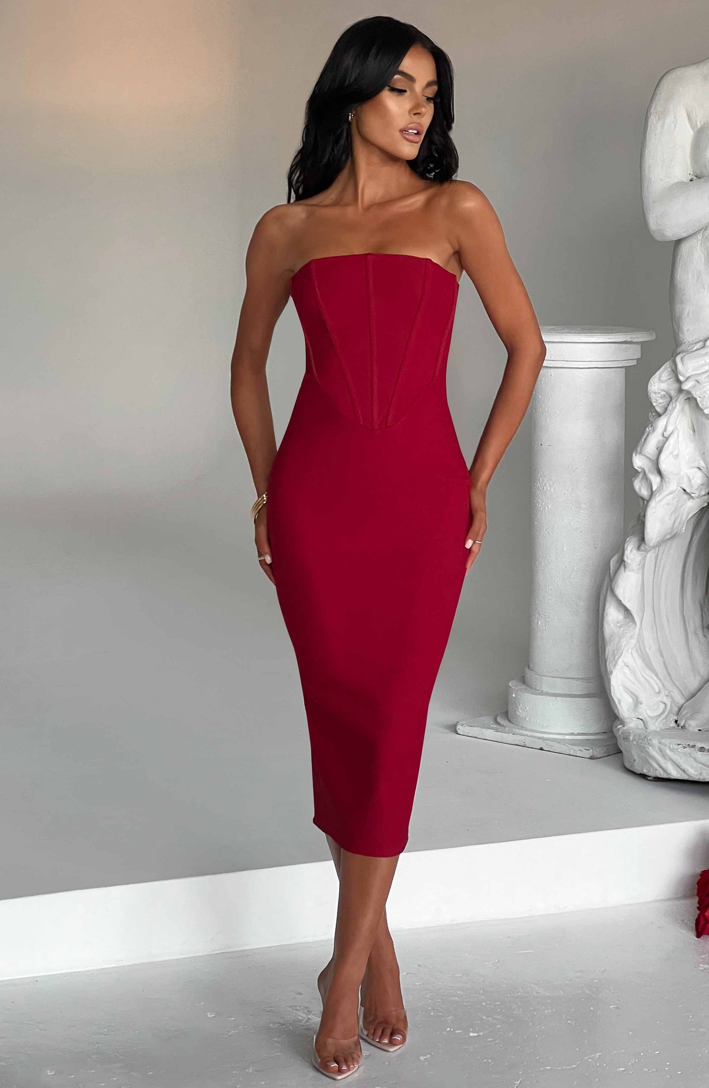 Amore Midi Dress - Red - Dress - DINIBLO 