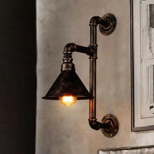 Antique Bronze Wall Lamp with Industrial Conical Design and 1 Head Iron Mount -  - DINIBLO 