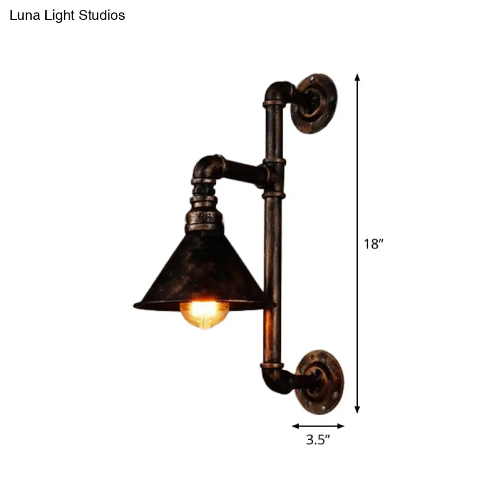 Antique Bronze Wall Lamp with Industrial Conical Design and 1 Head Iron Mount -  - DINIBLO 