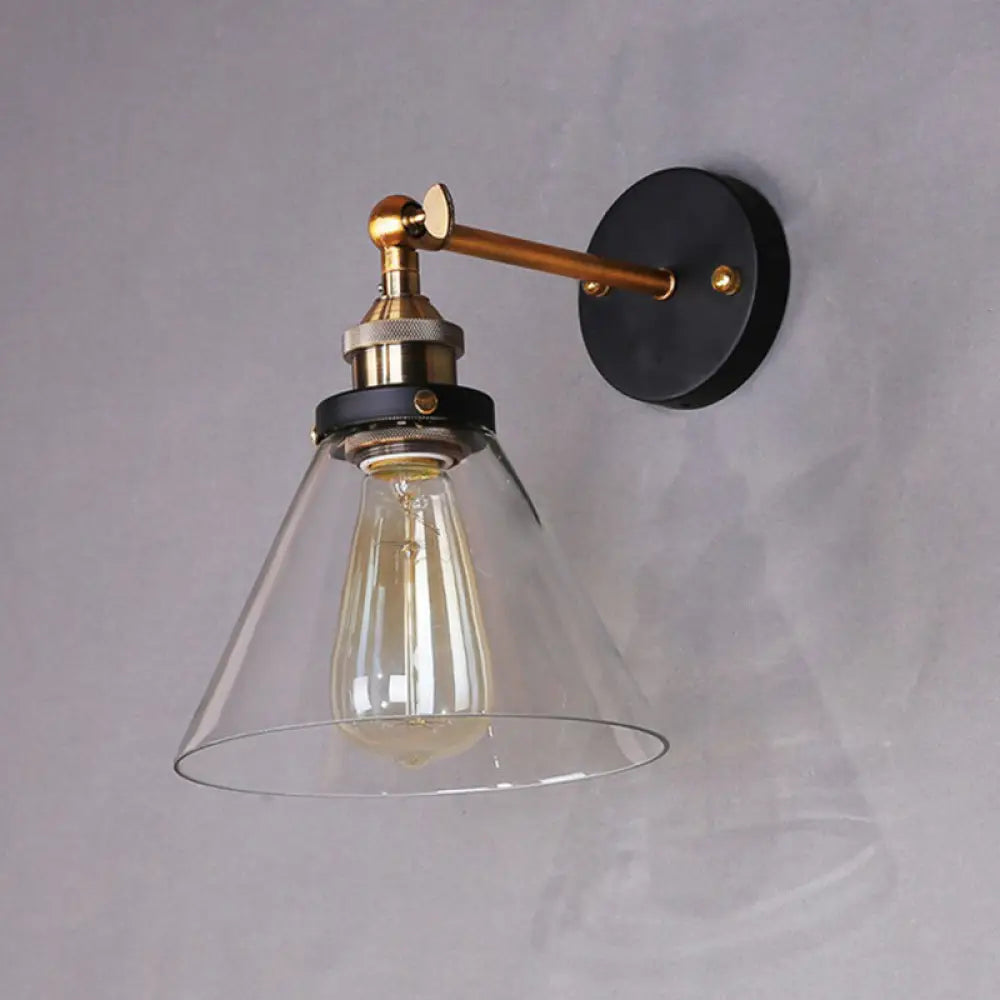 Antique Clear Glass Conical Wall Sconce with Single Bulb for Corridors -  - DINIBLO 