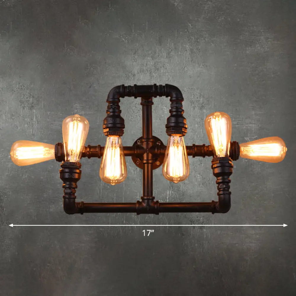 Antique Iron Wall Mount Pipe Lighting, 6-Head Black Wall Light for Restaurants -  - DINIBLO 