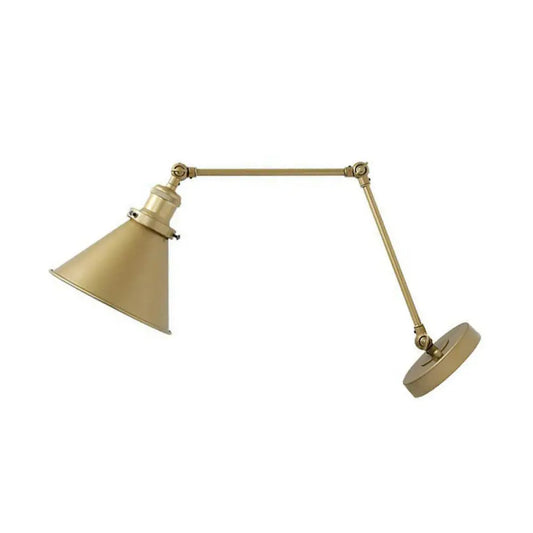 Antique Metallic Conical Bedside Wall Lamp with Swing Arm - Brass Plug-in/Plug-less Wall Mounted Light -  - DINIBLO 