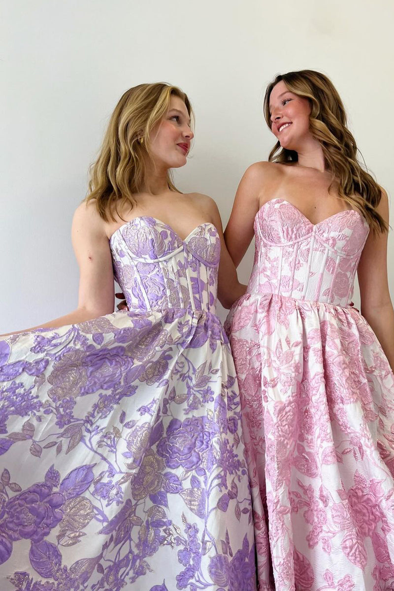 Delice | A-Line Sweetheart Floral Printed Long Prom Dresses - Prom Dress - DINIBLO 