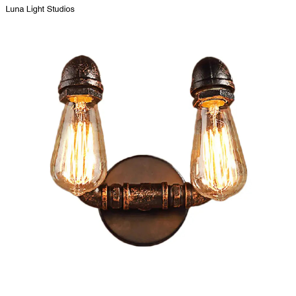 Bent Piping Industrial Metal Wall Lamp - Bronze Finish, 2 Lights - Bathroom Wall Mounted Light Fixture -  - DINIBLO 