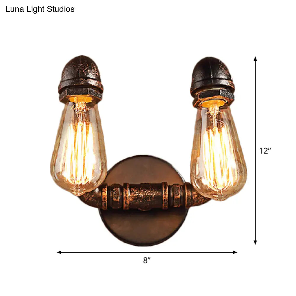 Bent Piping Industrial Metal Wall Lamp - Bronze Finish, 2 Lights - Bathroom Wall Mounted Light Fixture -  - DINIBLO 