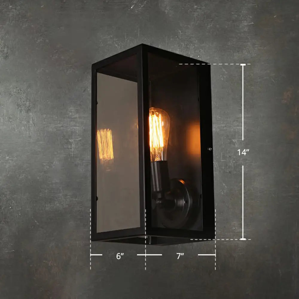 Black Glass Rectangular Box Wall Lamp - Simplicity 1 Head Corridor Light Fixture -  - DINIBLO 