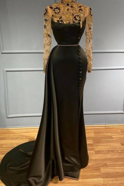 Black long evening dress with sleeves Prom dresses in glitter - Prom Dresses - DINIBLO 