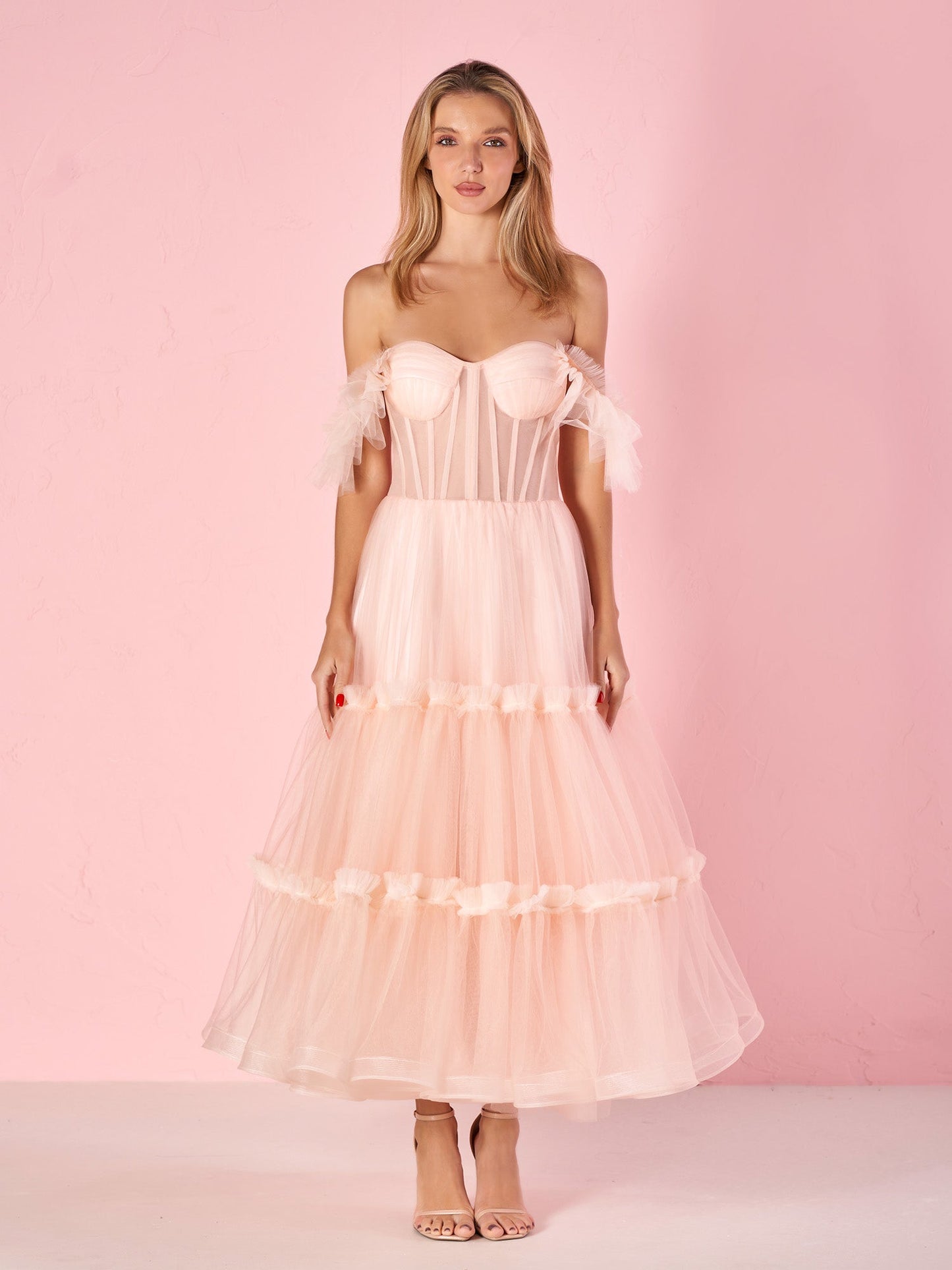 Katalina |A-Line Corset Ruffled Tulle Prom Dress - Prom Dresses - DINIBLO 