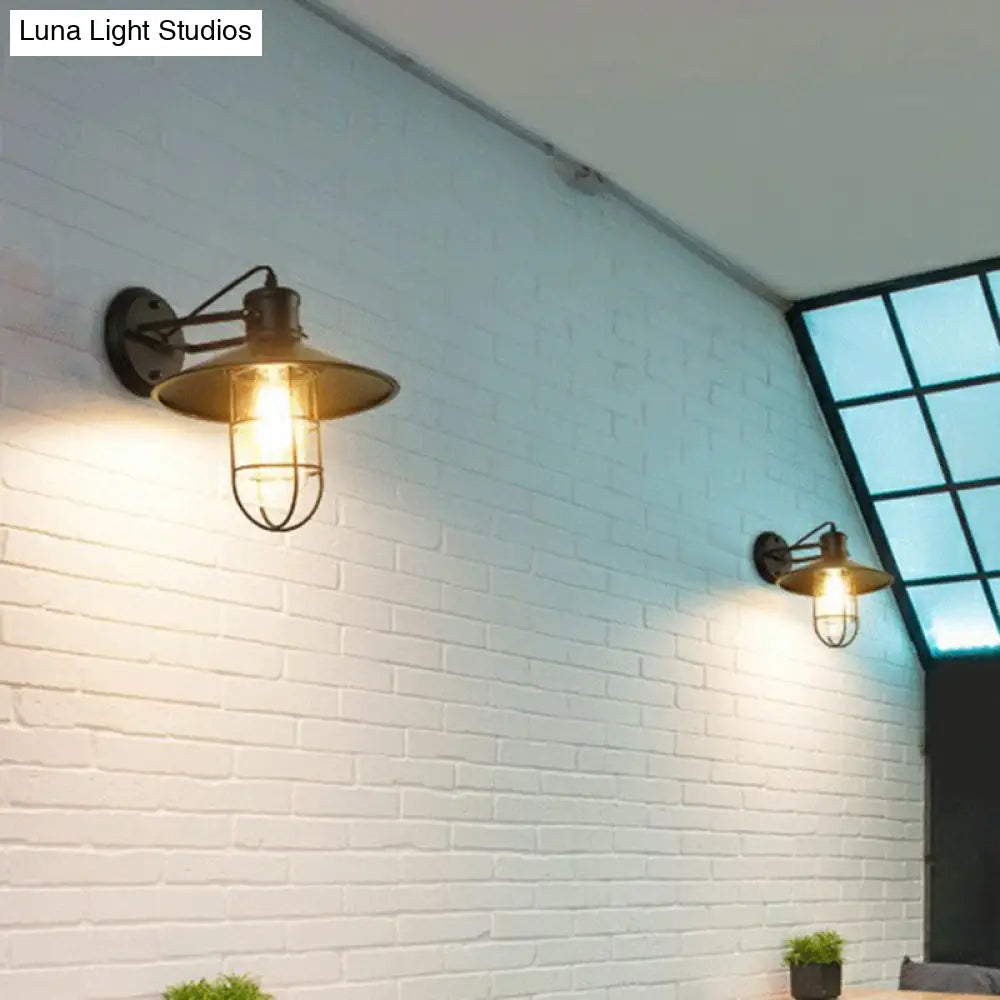 Black Shaded Glass Wall Lamp: Simplicity in Single Restaurant Lighting Fixture -  - DINIBLO 