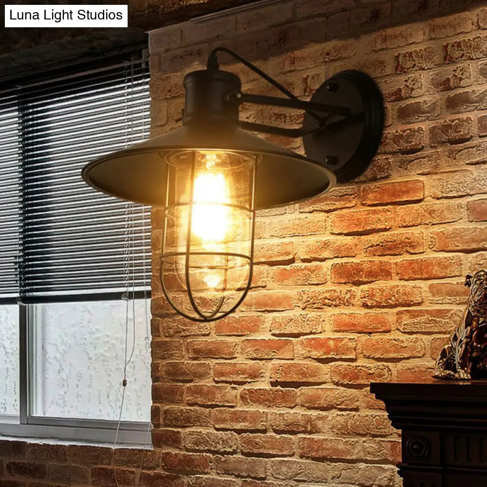 Black Shaded Glass Wall Lamp: Simplicity in Single Restaurant Lighting Fixture -  - DINIBLO 