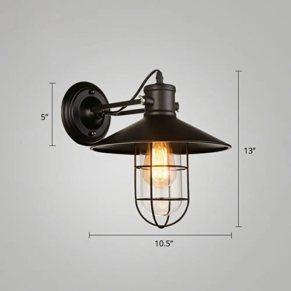 Black Shaded Glass Wall Lamp: Simplicity in Single Restaurant Lighting Fixture -  - DINIBLO 