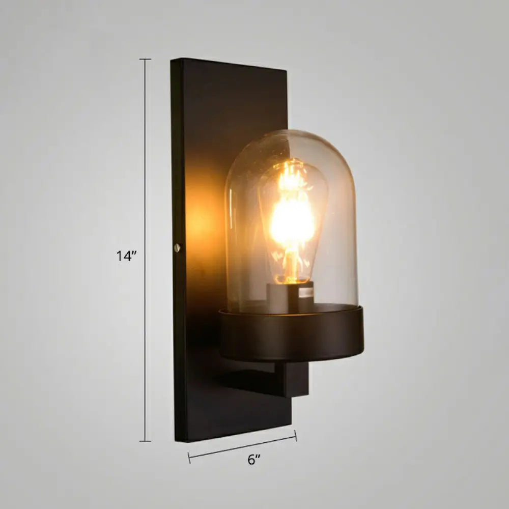 Black Shaded Glass Wall Lamp: Simplicity in Single Restaurant Lighting Fixture -  - DINIBLO 