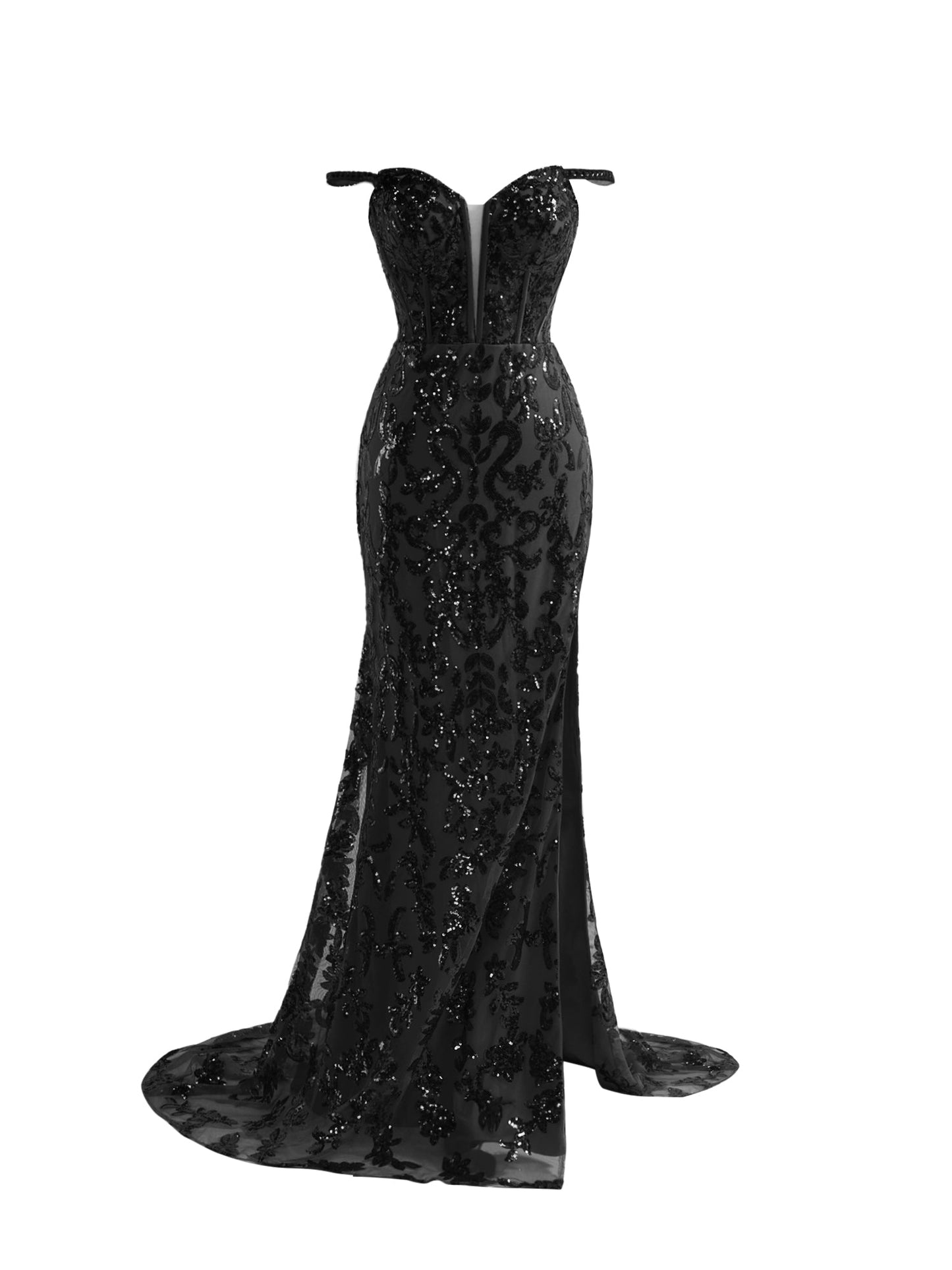 Erryn | Black Sheath Sequins Long Prom Dress with Slit - Prom Dress - DINIBLO 