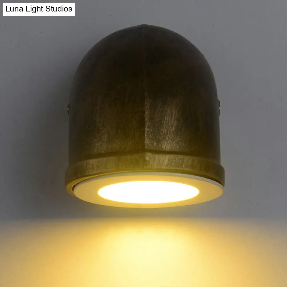 Bronze Pipe Corner LED Wall Light with Glass Diffuser - Industrial Metal Garage Sconce -  - DINIBLO 